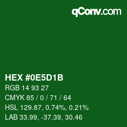 カラーコード: HEX #0E5D1B | qconv.com