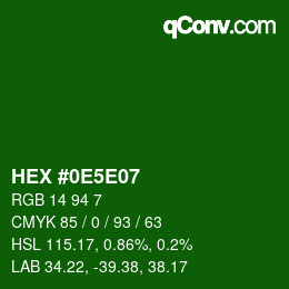 Farbcode: HEX #0E5E07 | qconv.com