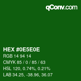 Color code: HEX #0E5E0E | qconv.com