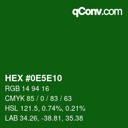 Color code: HEX #0E5E10 | qconv.com
