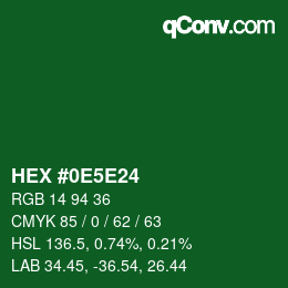 Color code: HEX #0E5E24 | qconv.com