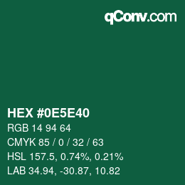 Color code: HEX #0E5E40 | qconv.com