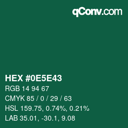 Color code: HEX #0E5E43 | qconv.com