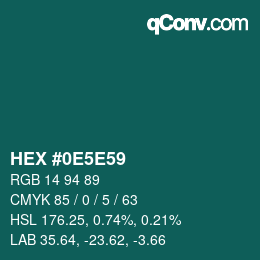 Color code: HEX #0E5E59 | qconv.com