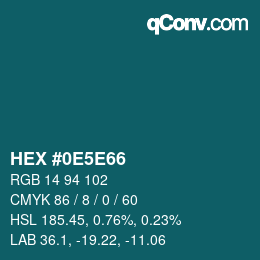 Código de color: HEX #0E5E66 | qconv.com