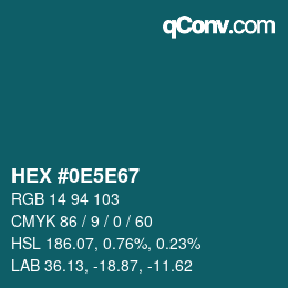 Color code: HEX #0E5E67 | qconv.com