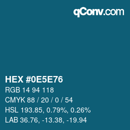 Color code: HEX #0E5E76 | qconv.com