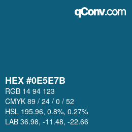 カラーコード: HEX #0E5E7B | qconv.com