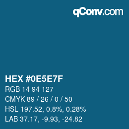 Farbcode: HEX #0E5E7F | qconv.com