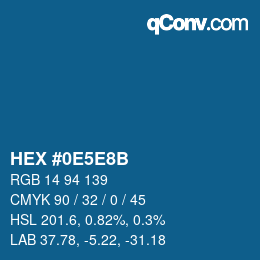 颜色代码: HEX #0E5E8B | qconv.com