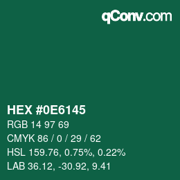 Color code: HEX #0E6145 | qconv.com