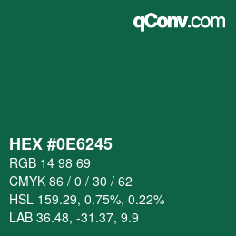 Color code: HEX #0E6245 | qconv.com