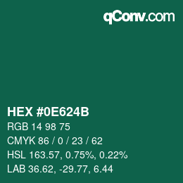 Color code: HEX #0E624B | qconv.com