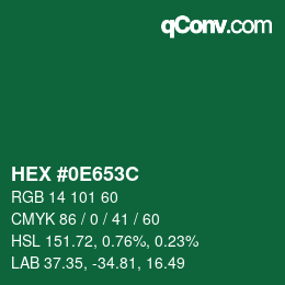 Color code: HEX #0E653C | qconv.com