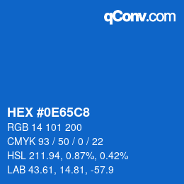 颜色代码: HEX #0E65C8 | qconv.com