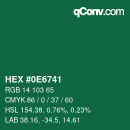 颜色代码: HEX #0E6741 | qconv.com