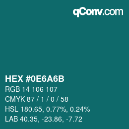Color code: HEX #0E6A6B | qconv.com