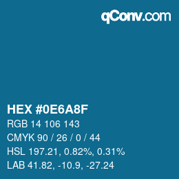 Color code: HEX #0E6A8F | qconv.com