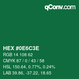 Color code: HEX #0E6C3E | qconv.com