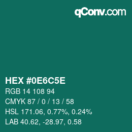 Código de color: HEX #0E6C5E | qconv.com