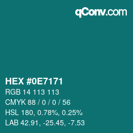 颜色代码: HEX #0E7171 | qconv.com