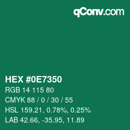 Farbcode: HEX #0E7350 | qconv.com