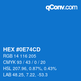 Color code: HEX #0E74CD | qconv.com