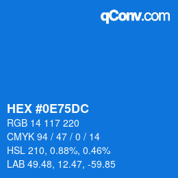 Code couleur: HEX #0E75DC | qconv.com