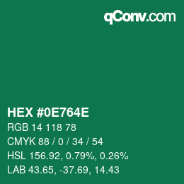 Color code: HEX #0E764E | qconv.com