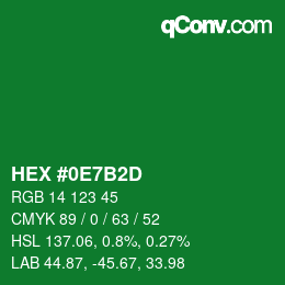 カラーコード: HEX #0E7B2D | qconv.com