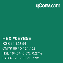 Code couleur: HEX #0E7B5E | qconv.com