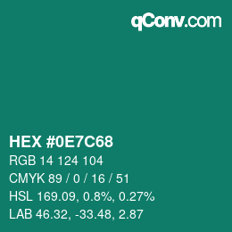 Color code: HEX #0E7C68 | qconv.com