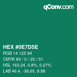 Color code: HEX #0E7D5E | qconv.com