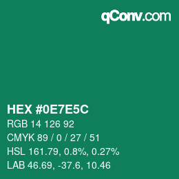 Color code: HEX #0E7E5C | qconv.com