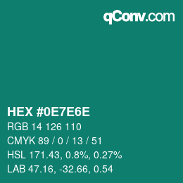 Color code: HEX #0E7E6E | qconv.com