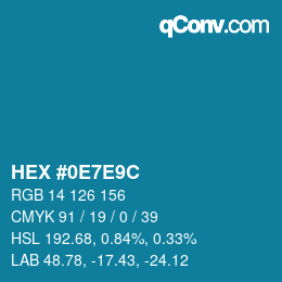 カラーコード: HEX #0E7E9C | qconv.com