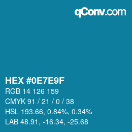 Color code: HEX #0E7E9F | qconv.com