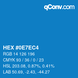 Farbcode: HEX #0E7EC4 | qconv.com