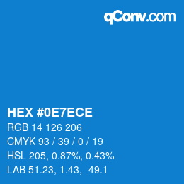 カラーコード: HEX #0E7ECE | qconv.com