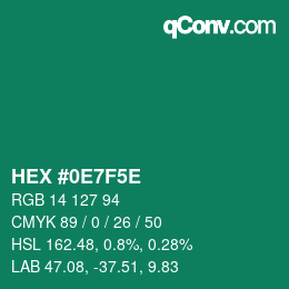 カラーコード: HEX #0E7F5E | qconv.com