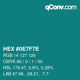 Color code: HEX #0E7F7E | qconv.com