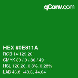 Farbcode: HEX #0E811A | qconv.com