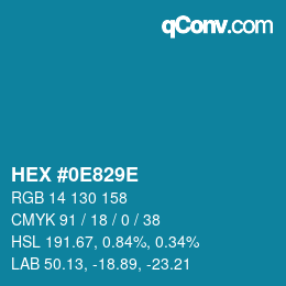 Color code: HEX #0E829E | qconv.com