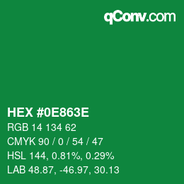 Color code: HEX #0E863E | qconv.com