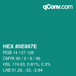 Color code: HEX #0E897E | qconv.com