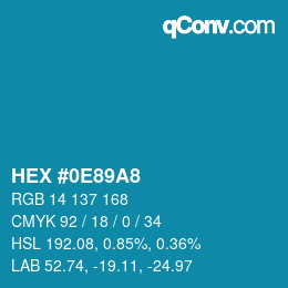 Color code: HEX #0E89A8 | qconv.com