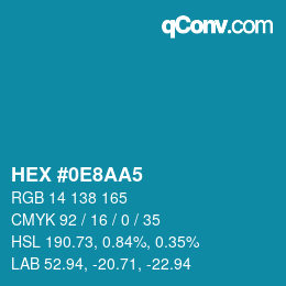 カラーコード: HEX #0E8AA5 | qconv.com