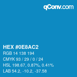 Color code: HEX #0E8AC2 | qconv.com