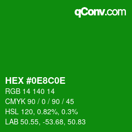 Color code: HEX #0E8C0E | qconv.com