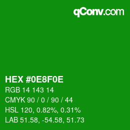 Color code: HEX #0E8F0E | qconv.com